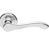 Serozzetta Style Door Handles On Round Rose, Polished Chrome -   (sold in pairs)