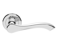 Serozzetta Style Door Handles On Round Rose, Polished Chrome -   (sold in pairs)