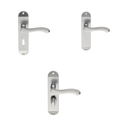 Serozzetta Door Handles On Backplate - Satin Chrome (sold in pairs)
