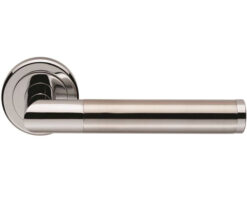 Serozzetta Trend Door Handles On Round Rose - Dual Finish Polished Chrome & Satin Nickel (sold in pairs)