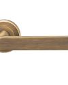 Serozzetta Edge Door Handles On Round Rose – Antique Brass (sold in pairs)