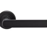 Serozzetta Edge Door Handles On Round Rose - Matt Black (sold in pairs)