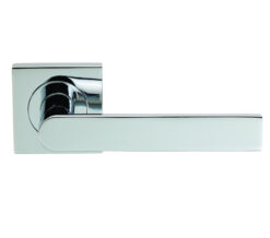 Serozzetta Edge On Square Rose, Polished Chrome Door Handles  (sold in pairs)