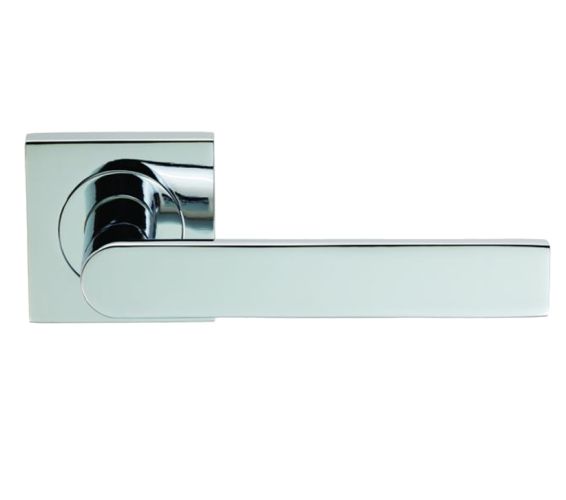 Serozzetta Edge On Square Rose, Polished Chrome Door Handles  (sold in pairs)