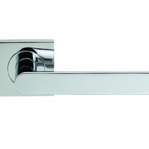 Serozzetta Edge On Square Rose, Polished Chrome Door Handles  (sold in pairs)