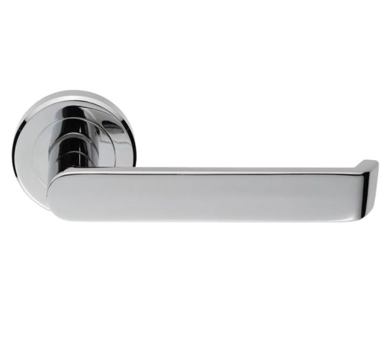 Serozzetta Concept Door Handles On Round Rose, Polished Chrome  (sold in pairs)