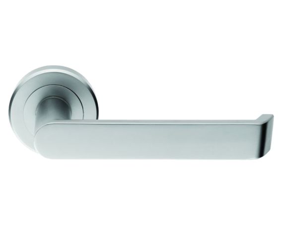 Serozzetta Concept Door Handles On Round Rose, Satin Chrome  (sold in pairs)