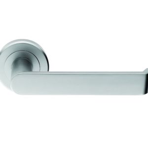 Serozzetta Concept Door Handles On Round Rose, Satin Chrome  (sold in pairs)