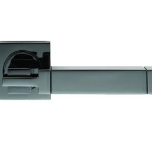 Serozzetta Cube Door Handles On Square Rose, Black Nickel  (sold in pairs)