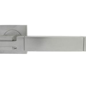 Serozzetta Cube Door Handles On Square Rose, Satin Chrome –   (sold in pairs)