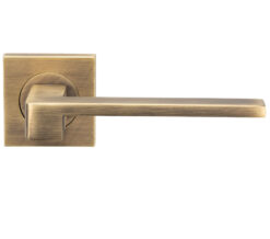 Serozzetta Equi Door Handles On Square Rose - Antique Brass (sold in pairs)