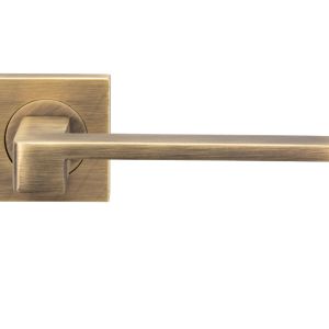 Serozzetta Equi Door Handles On Square Rose – Antique Brass (sold in pairs)