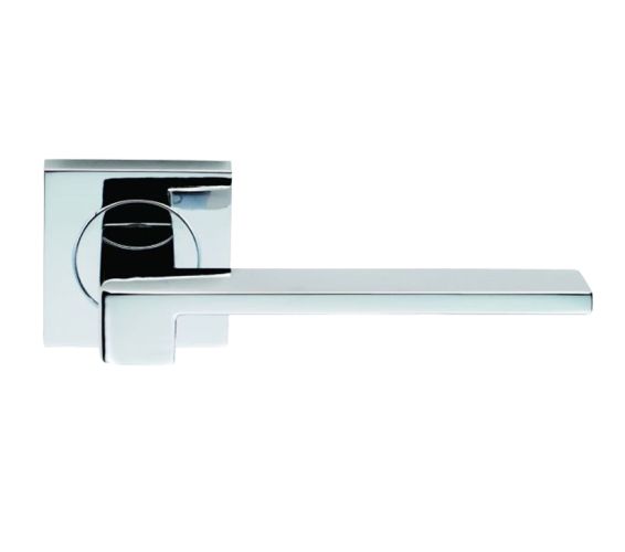 Serozzetta Equi Door Handles On Square Rose – Polished Chrome (sold in pairs)
