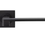 Serozzetta Equi Door Handles On Square Rose - Matt Black (sold in pairs)