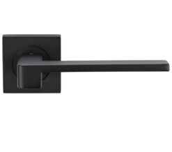 Serozzetta Equi Door Handles On Square Rose - Matt Black (sold in pairs)