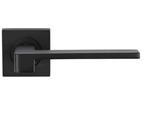 Serozzetta Equi Door Handles On Square Rose – Matt Black (sold in pairs)
