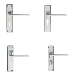 Serozzetta Equi Door Handles On Backplate – Satin Chrome (sold in pairs)