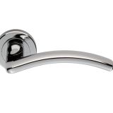 Serozzetta Design Door Handles On Round Rose, Polished Chrome  (sold in pairs)
