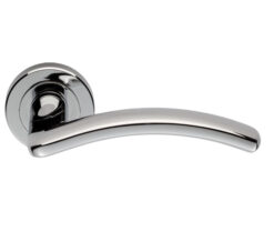 Serozzetta Design Door Handles On Round Rose, Polished Chrome  (sold in pairs)