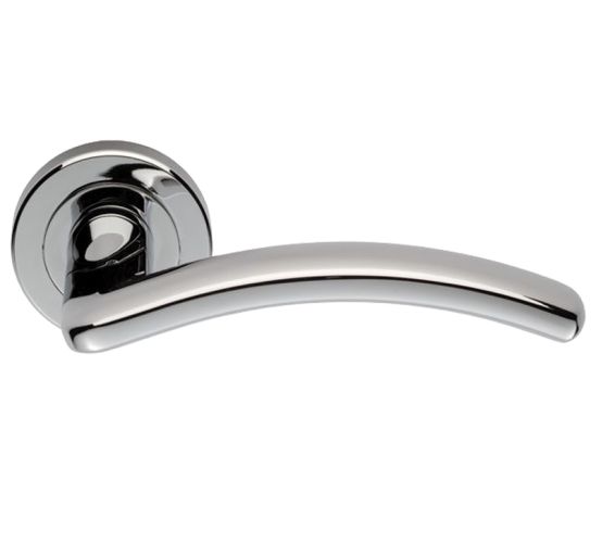 Serozzetta Design Door Handles On Round Rose, Polished Chrome  (sold in pairs)