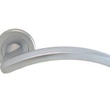 Serozzetta Design Door Handles On Round Rose, Satin Chrome  (sold in pairs)