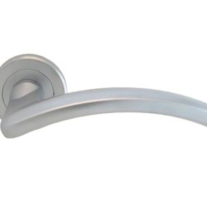 Serozzetta Design Door Handles On Round Rose, Satin Chrome  (sold in pairs)