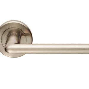 Serozzetta Residential Dieci Door Handles On Round Rose – Satin Nickel (sold in pairs)