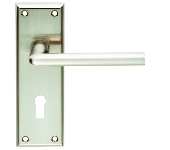 Serozzetta Residential Dieci Door Handles On Backplate, Satin Nickel  (sold in pairs)