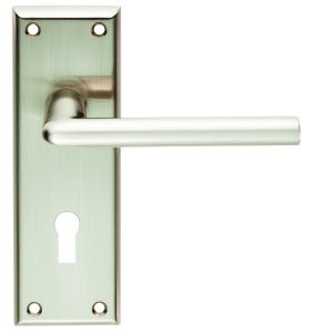 Serozzetta Residential Dieci Door Handles On Backplate, Satin Nickel  (sold in pairs)