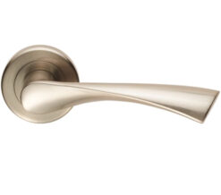 Serozzetta Residential Venti Door Handles On Round Rose - Satin Nickel (sold in pairs)