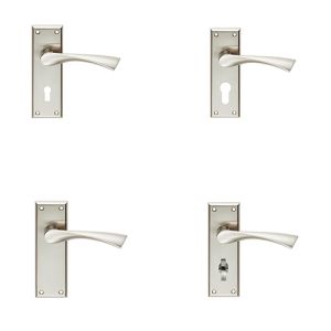 Serozzetta Residential Venti Door Handles On Backplate – Satin Nickel (sold in pairs)