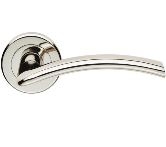 Serozzetta Residential Trenta Door Handles On Round Rose, Polished Nickel  (sold in pairs)