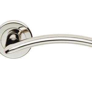 Serozzetta Residential Trenta Door Handles On Round Rose, Polished Nickel  (sold in pairs)