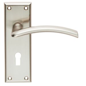 Serozzetta Residential Trenta Door Handles On Backplate, Satin Nickel  (sold in pairs)