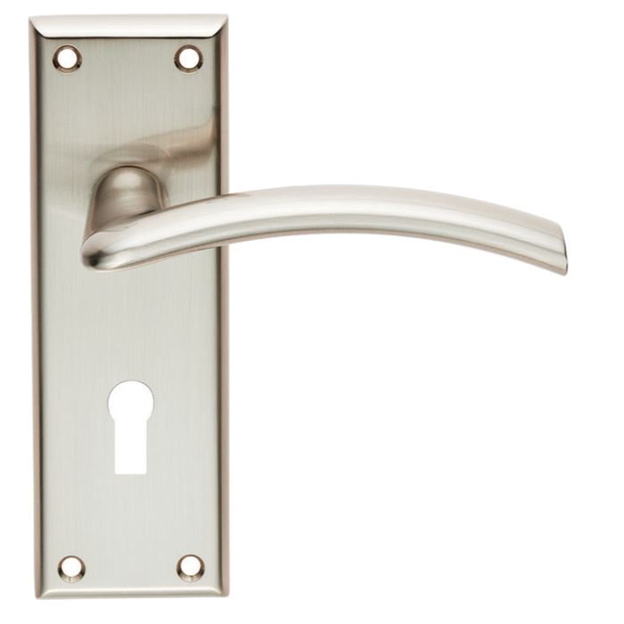 Serozzetta Residential Trenta Door Handles On Backplate, Satin Nickel (sold in pairs)