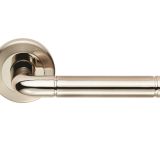 Serozzetta Residential Quaranta Door Handles On Round Rose, Dual Finish Polished Nickel & Satin Nickel  (sold in pairs)