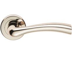 Serozzetta Residential Cinquanta Door Handles On Round Rose, Polished Nickel  (sold in pairs)