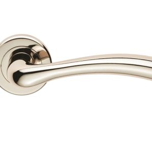 Serozzetta Residential Cinquanta Door Handles On Round Rose, Polished Nickel  (sold in pairs)