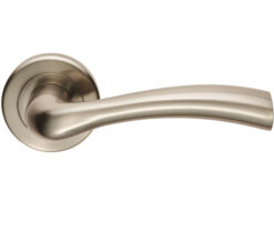 Serozzetta Residential Cinquanta Door Handles On Round Rose, Satin Nickel  (sold in pairs)