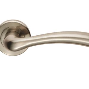 Serozzetta Residential Cinquanta Door Handles On Round Rose, Satin Nickel  (sold in pairs)