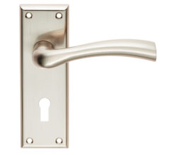 Serozzetta Door Handles On Backplate - 150mm x 50mm x 10mm - Satin Nickel