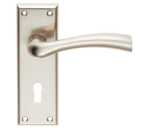 Serozzetta Door Handles On Backplate – 150mm x 50mm x 10mm – Satin Nickel