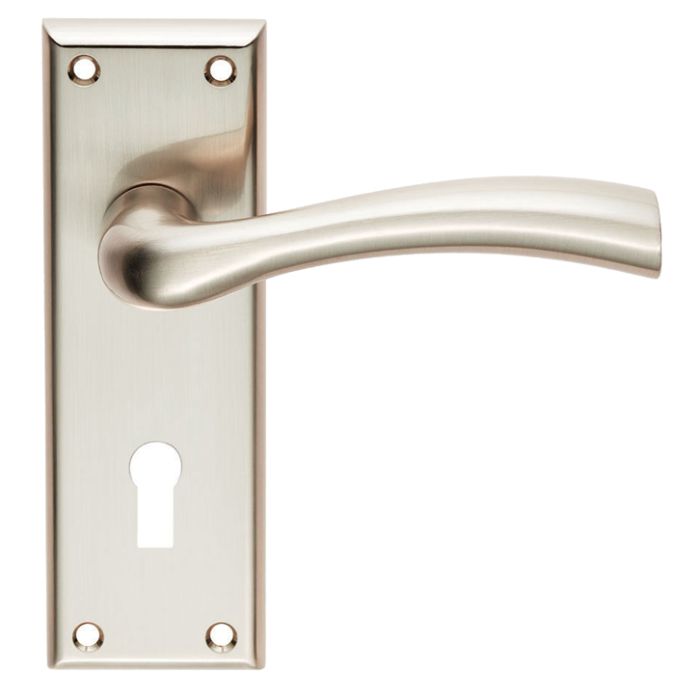 Serozzetta Door Handles On Backplate – 150mm x 50mm x 10mm – Satin Nickel