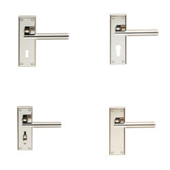 Serozzetta Residential Sessanta Door Handles On Backplate - Dual Finish Polished Nickel & Satin Nickel (sold in pairs)