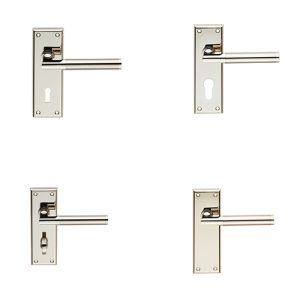 Serozzetta Residential Sessanta Door Handles On Backplate – Dual Finish Polished Nickel & Satin Nickel (sold in pairs)