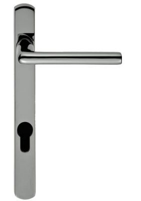 Rosa Narrow Plate, 92mm C/C, Euro Lock, Polished Chrome Or Satin Chrome Door Handles (sold in pairs)