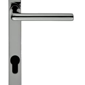 Rosa Narrow Plate, 92mm C/C, Euro Lock, Polished Chrome Or Satin Chrome Door Handles (sold in pairs)