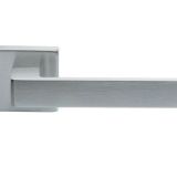 Manital Techna Door Handles On Square Rose, Satin Chrome (sold in pairs)