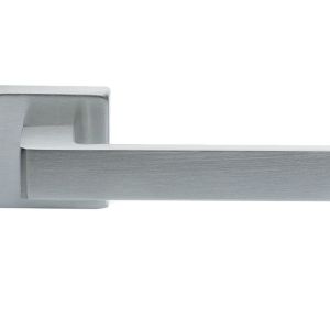 Manital Techna Door Handles On Square Rose, Satin Chrome (sold in pairs)