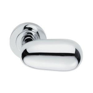 Manital Uovo Door Handles On Round Rose, Polished Chrome (sold in pairs)